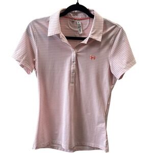 Under Armour Women's Pink‎ Striped Polo Golf T-Shirt Small